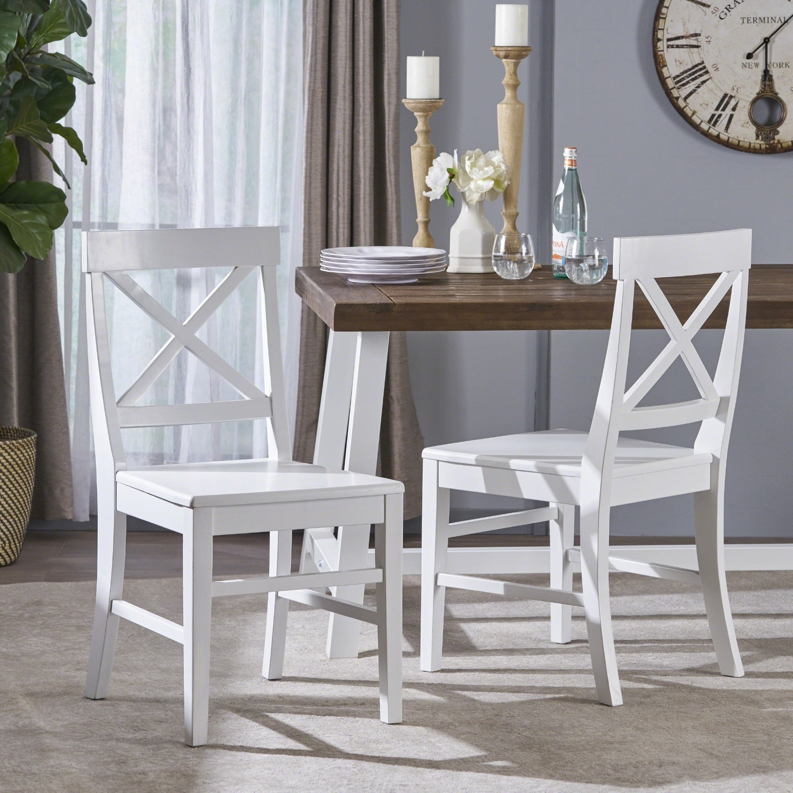 Acacia Wood Dining Chairs White Set for Modern Dining
