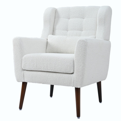 Modern White Teddy Fabric Upholstered Living Room Chairs