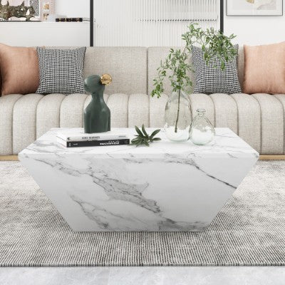 Marbling PVC Coffee Table White Nesting Table 70x70x36cm