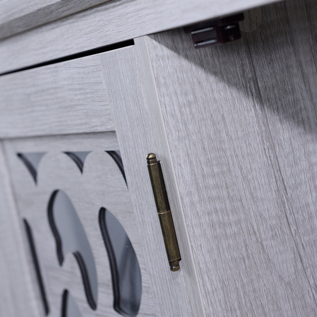 49.33' x 15.55' spacious size countertop Sideboard with 3 mirrored doors adjustable shelves buffet cabinet, storage cabinet for living room, bedroom, dinning room, kitchen, hallway closet - Anthony & Home