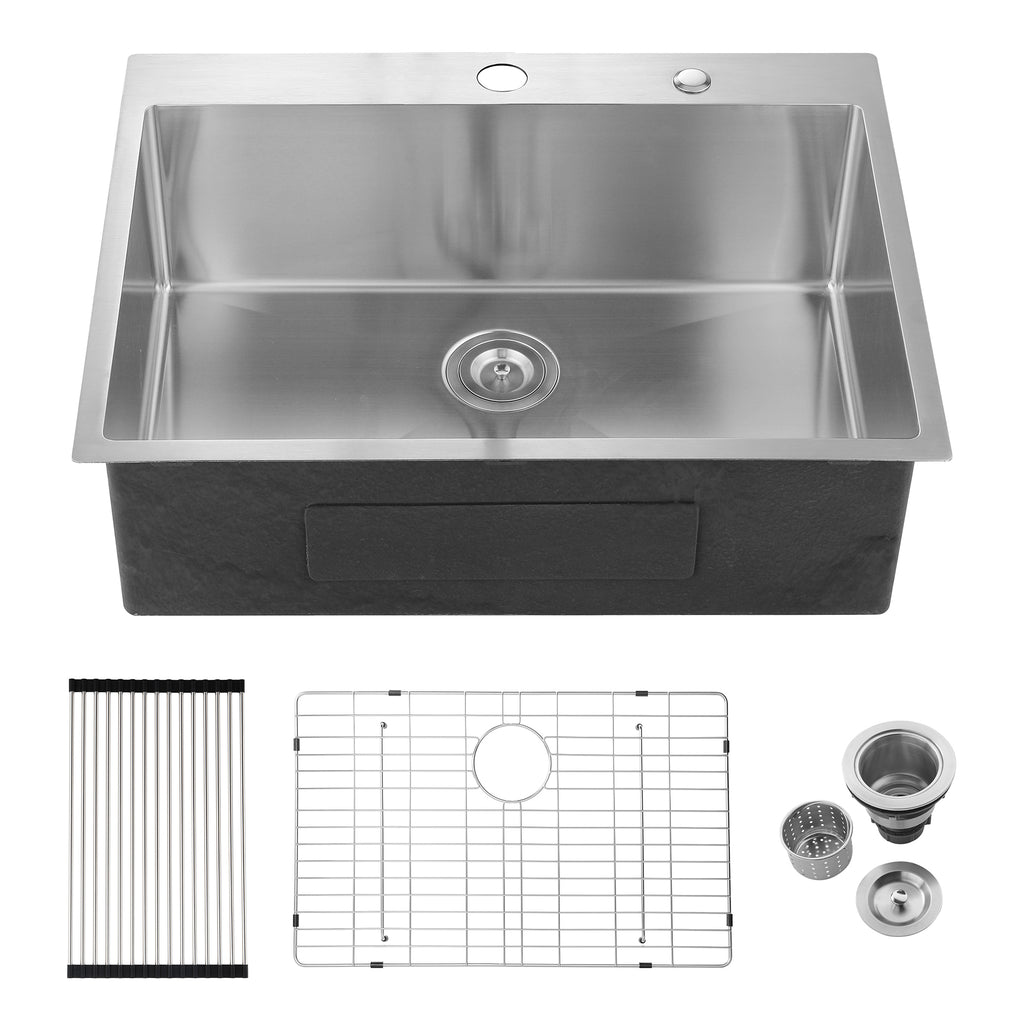 Drop-in stainless steel kitchen sink with a single bowl, designed for modern kitchen installation by Anthony & Home.