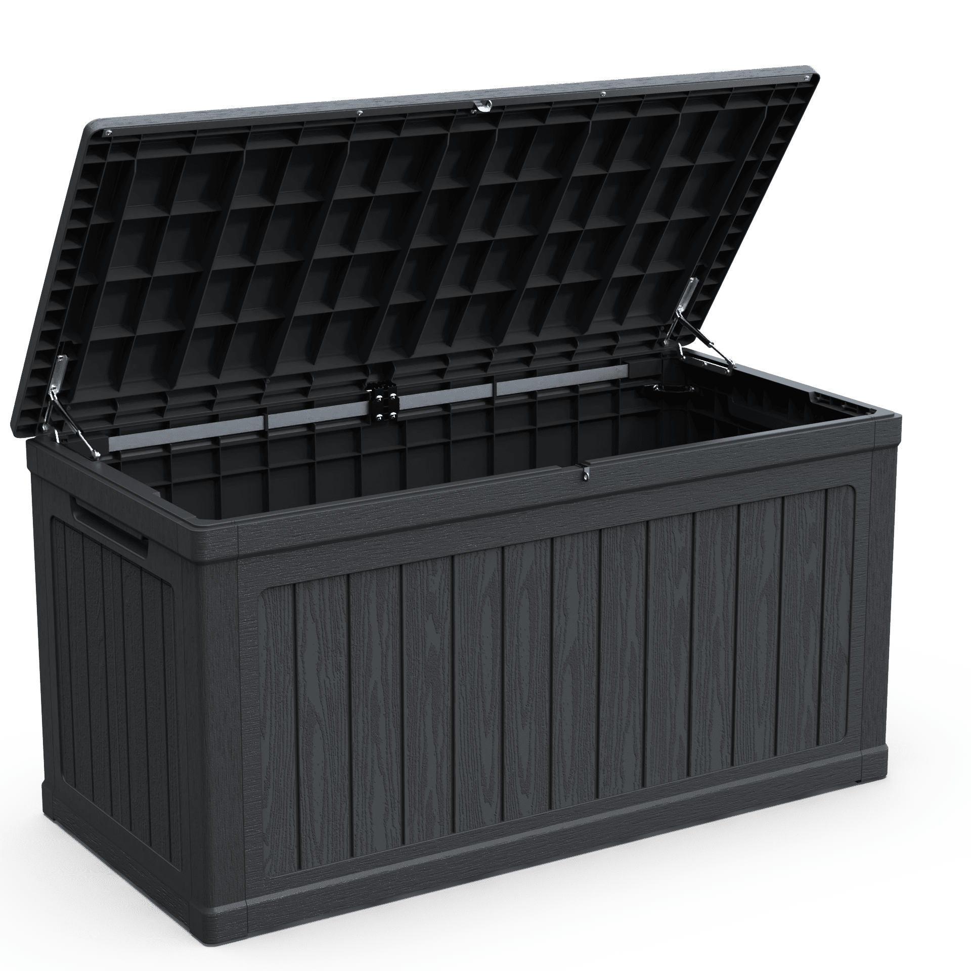 Anthony & Home 230-gallon weatherproof deck box for outdoor storage, showing a sturdy, durable storage solution for patio use.