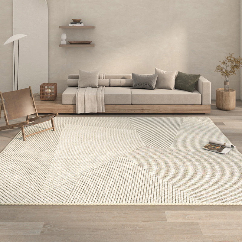 Living Room Carpet Area Rug With Stripes Polyester Woven