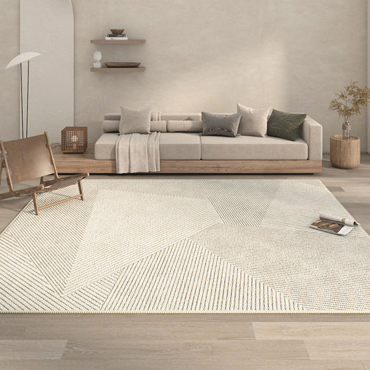 Living Room Carpet Area Rug With Stripes Polyester Woven