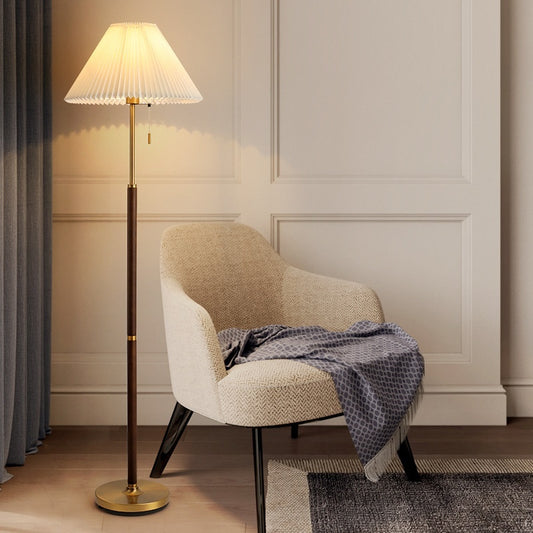 Vintage Pleated Floor Lamp And Table Lamp Three Color Lights