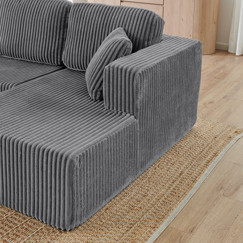 Anthony & Home U-shape corduroy modular sectional sofa with plush cushions and modern design in a stylish living room setting.