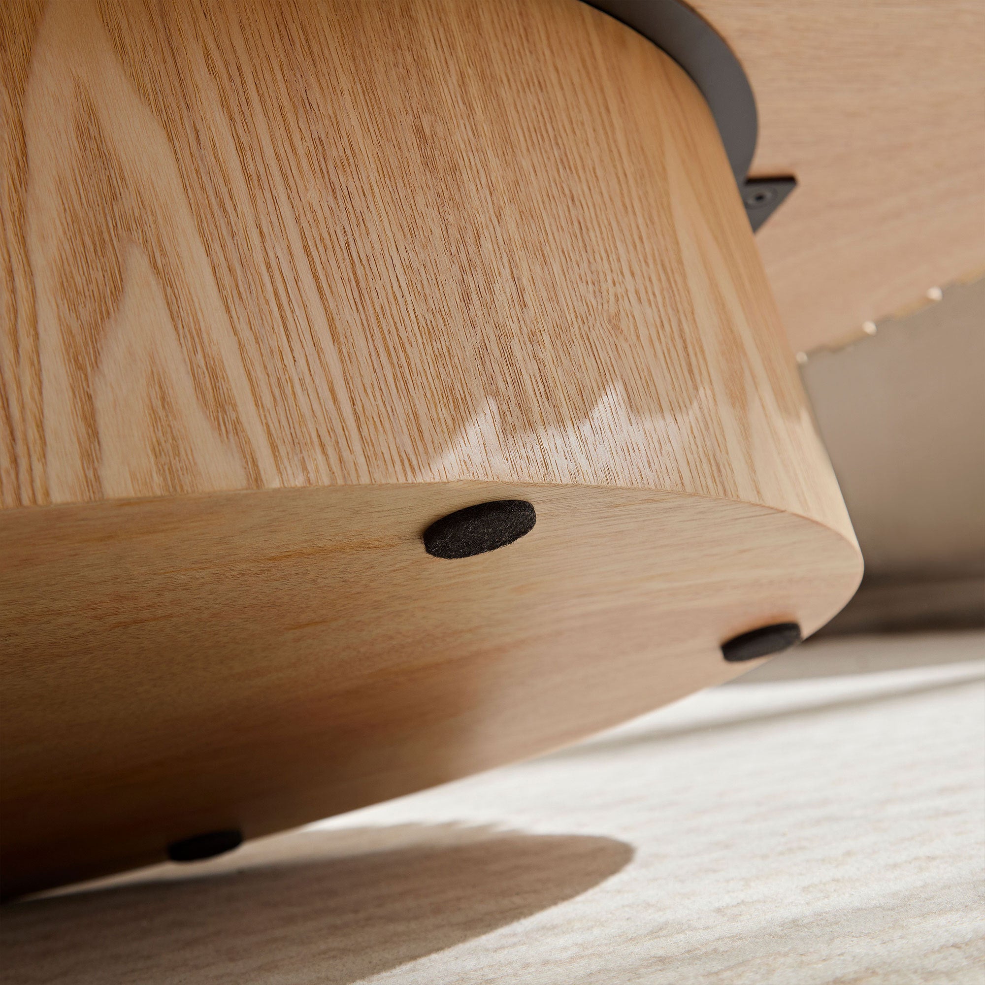 Natural ash drum coffee table by Anthony & Home, elliptical limited edition design with smooth wood surface.