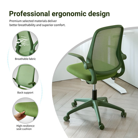 Anthony & Home ergonomic green office chair with mesh back, height adjustable, rotating, supports up to 350 lbs.