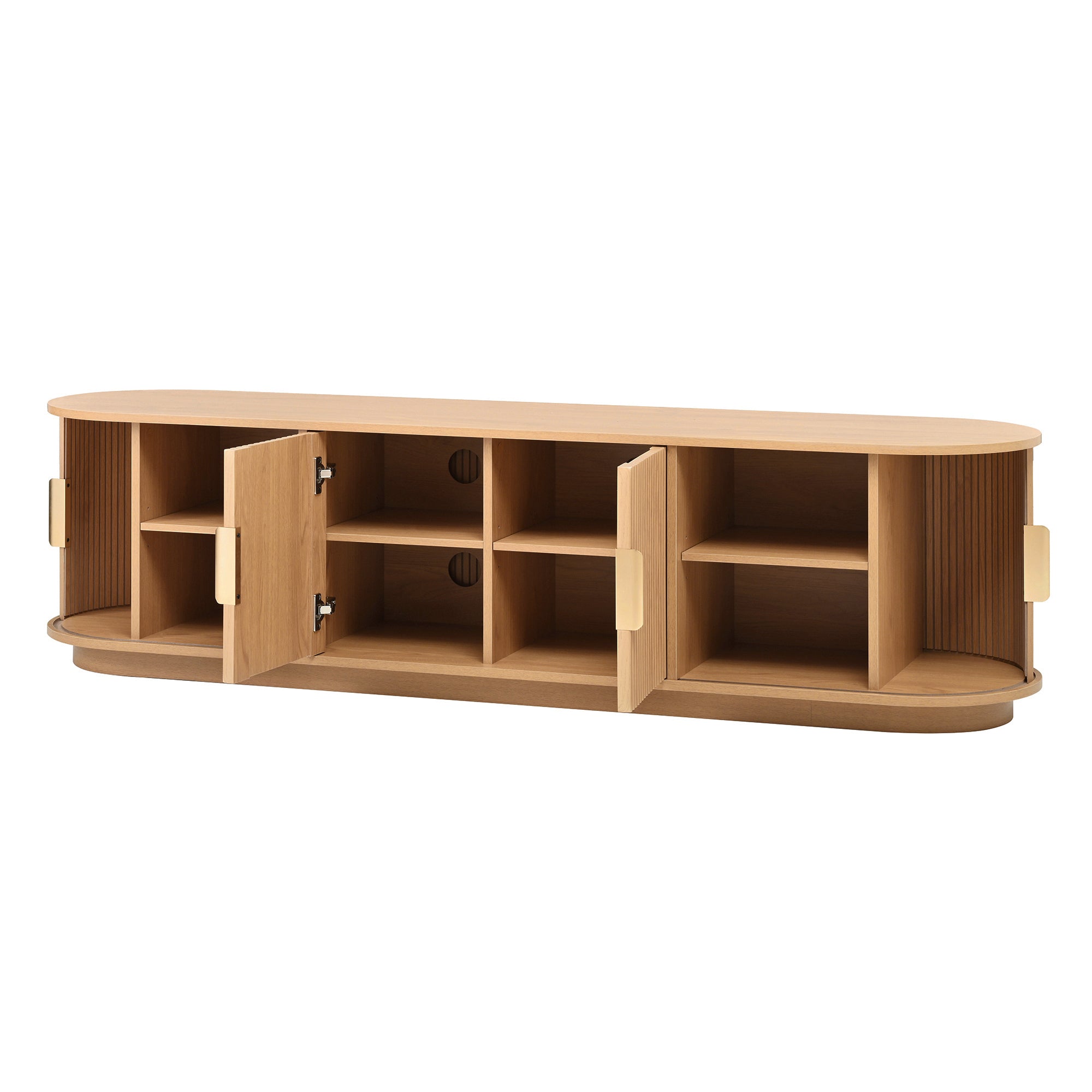 Anthony & Home Studio Collection TV stand with gold handles, modern wooden design and sleek finish.