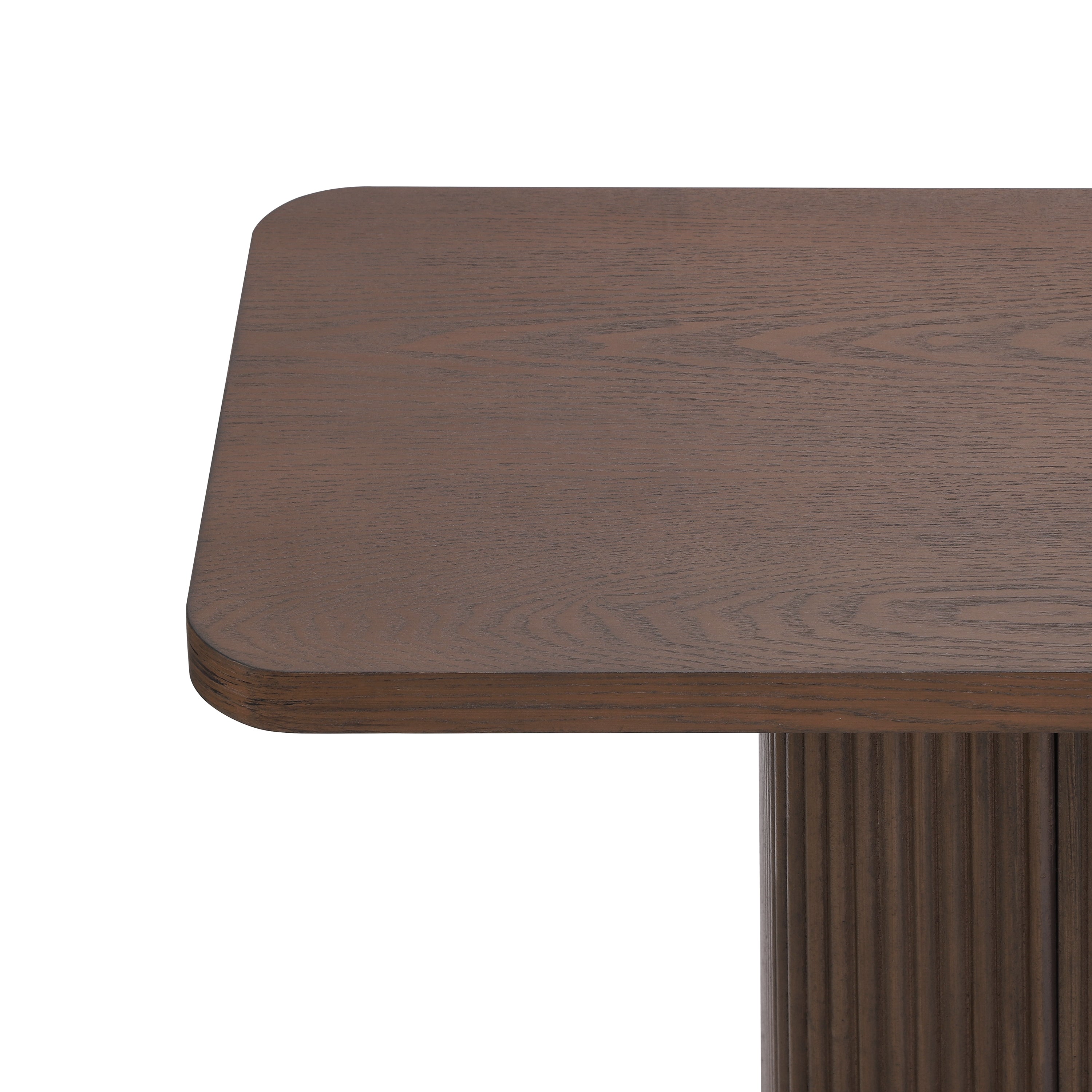 Anthony & Home console table with ash veneer top, fluted base, and metal accents from the Studio Collection.