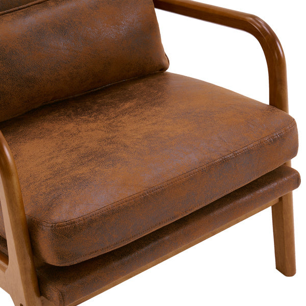 High Back Indoor Lounge Chair With Solid Wood Armrests