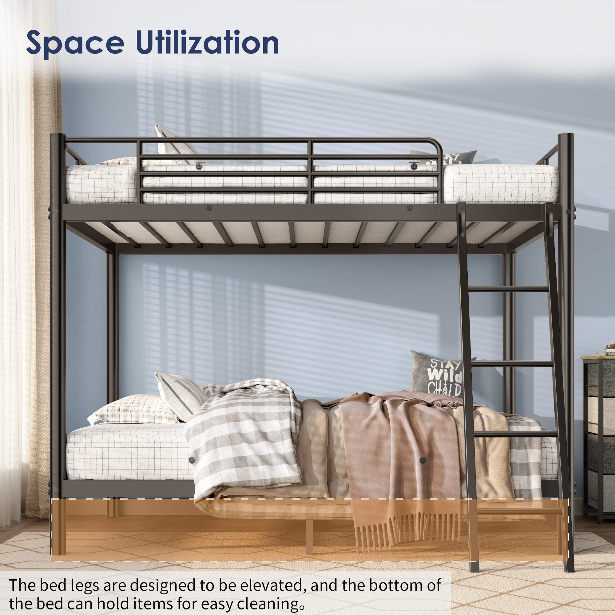 Loft Bunk Bed Twin Over Twin With Ladder And Guardrail