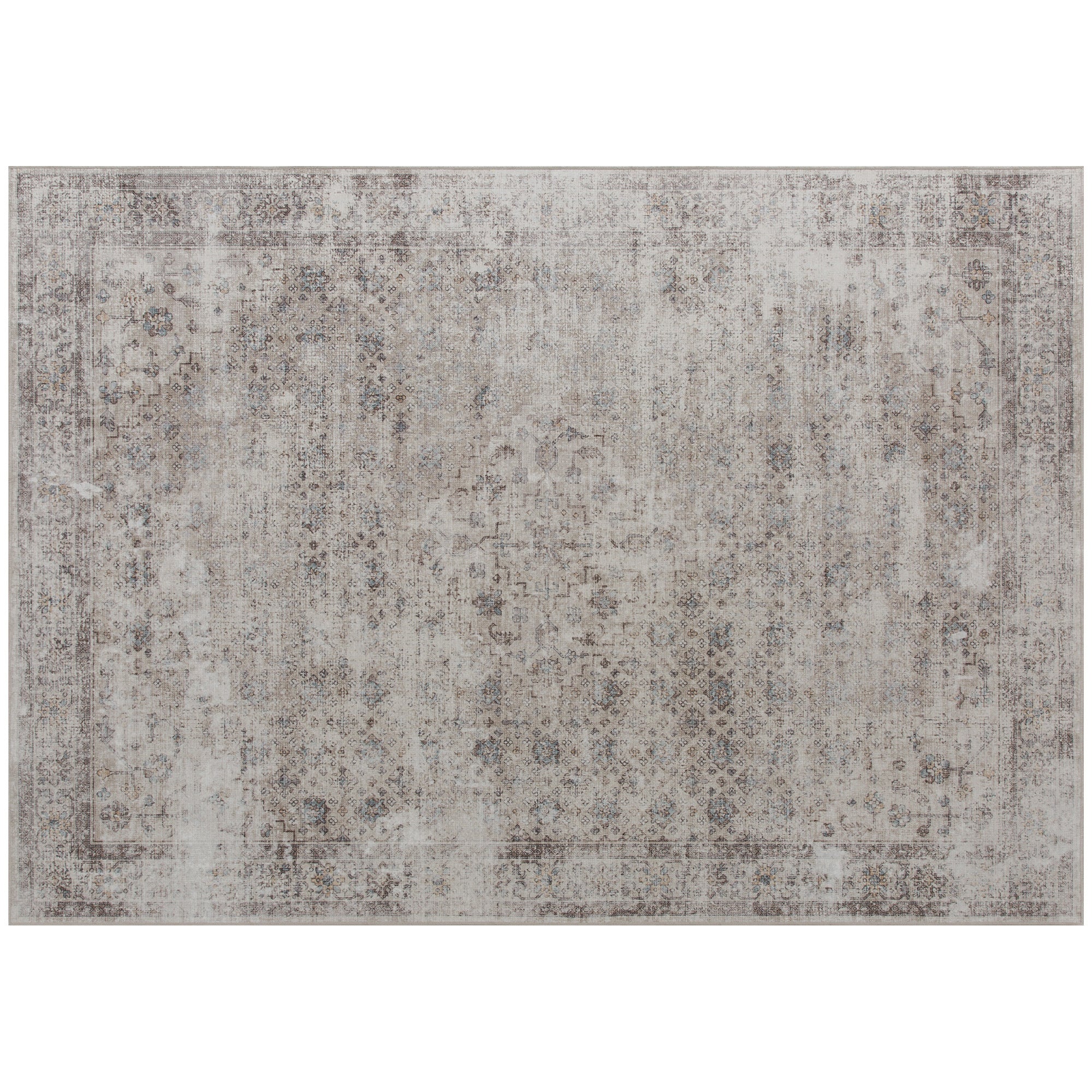 8x10 Light Mixed Brown Machine Washable Area Rug Non Slip
