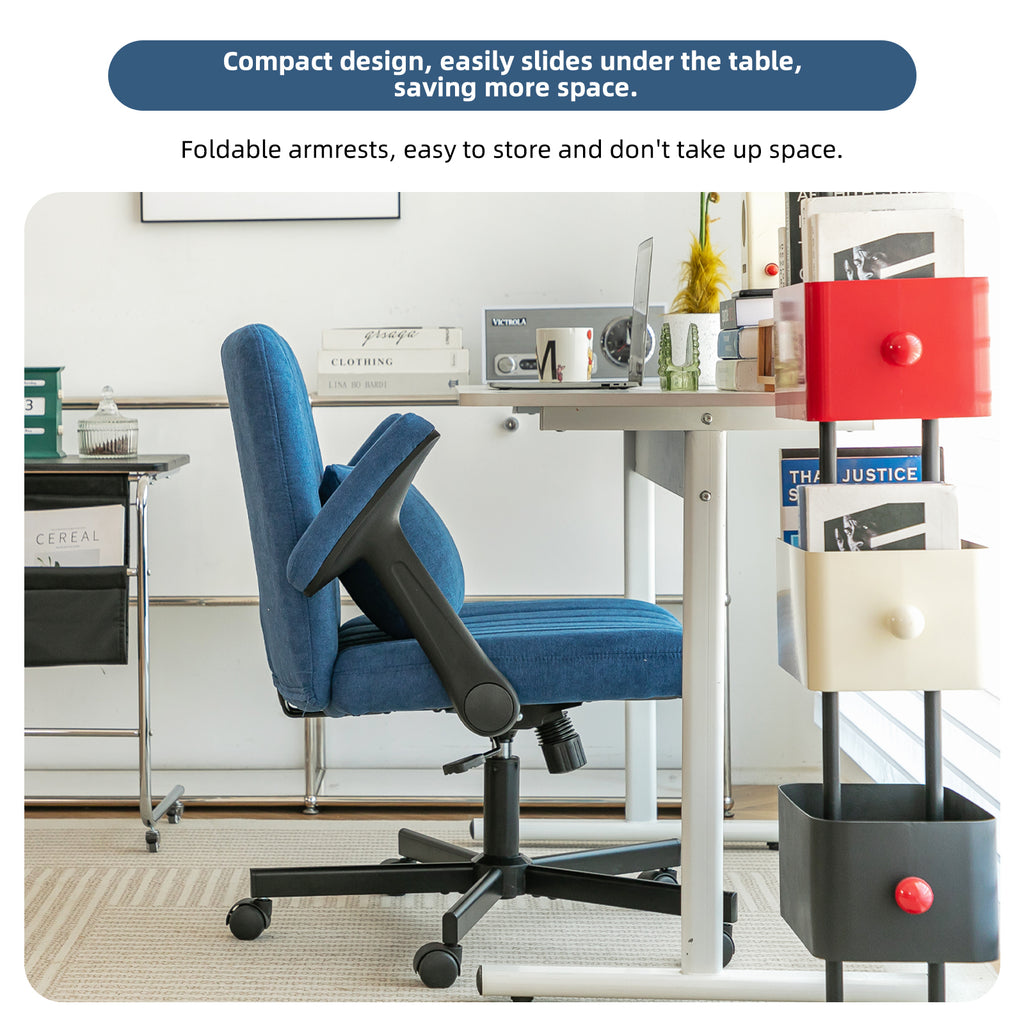 Anthony & Home Atelier velvet office chair with crisscross armrests, featuring plush upholstery and modern design.