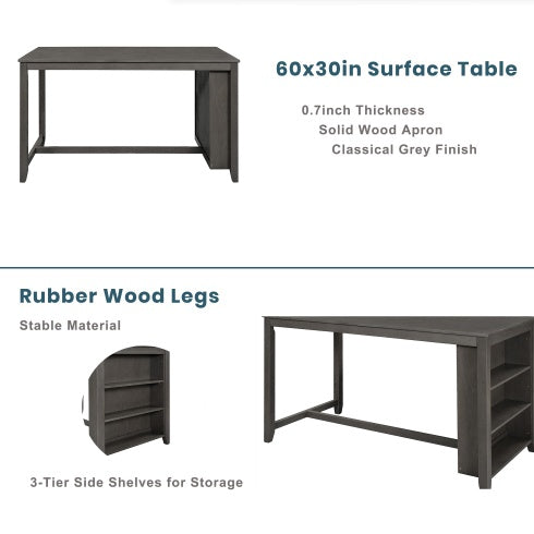 Topmax 5 Piece Counter Height Rustic Farmhouse Dining Gray