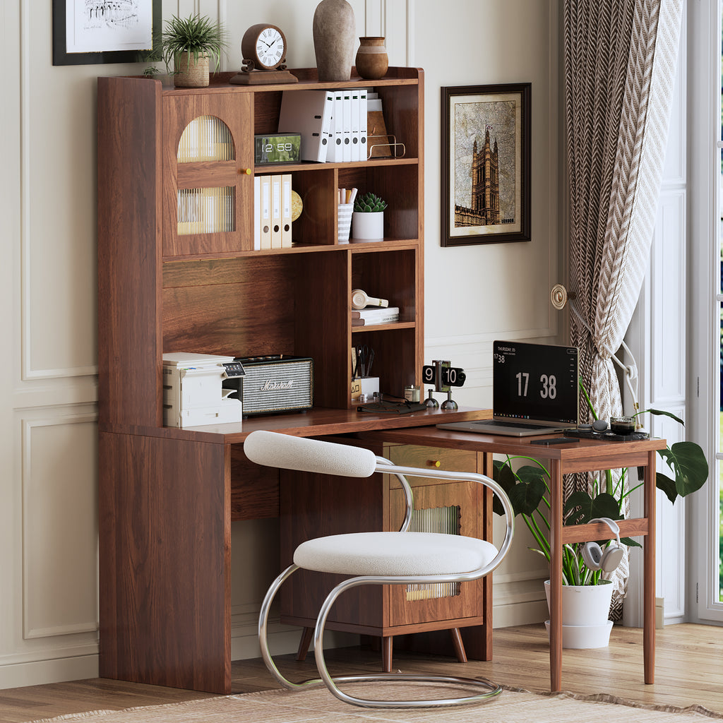 Anthony & Home rotating desk from the Studio Collection with built-in storage, featuring a smooth swivel surface and modern design.