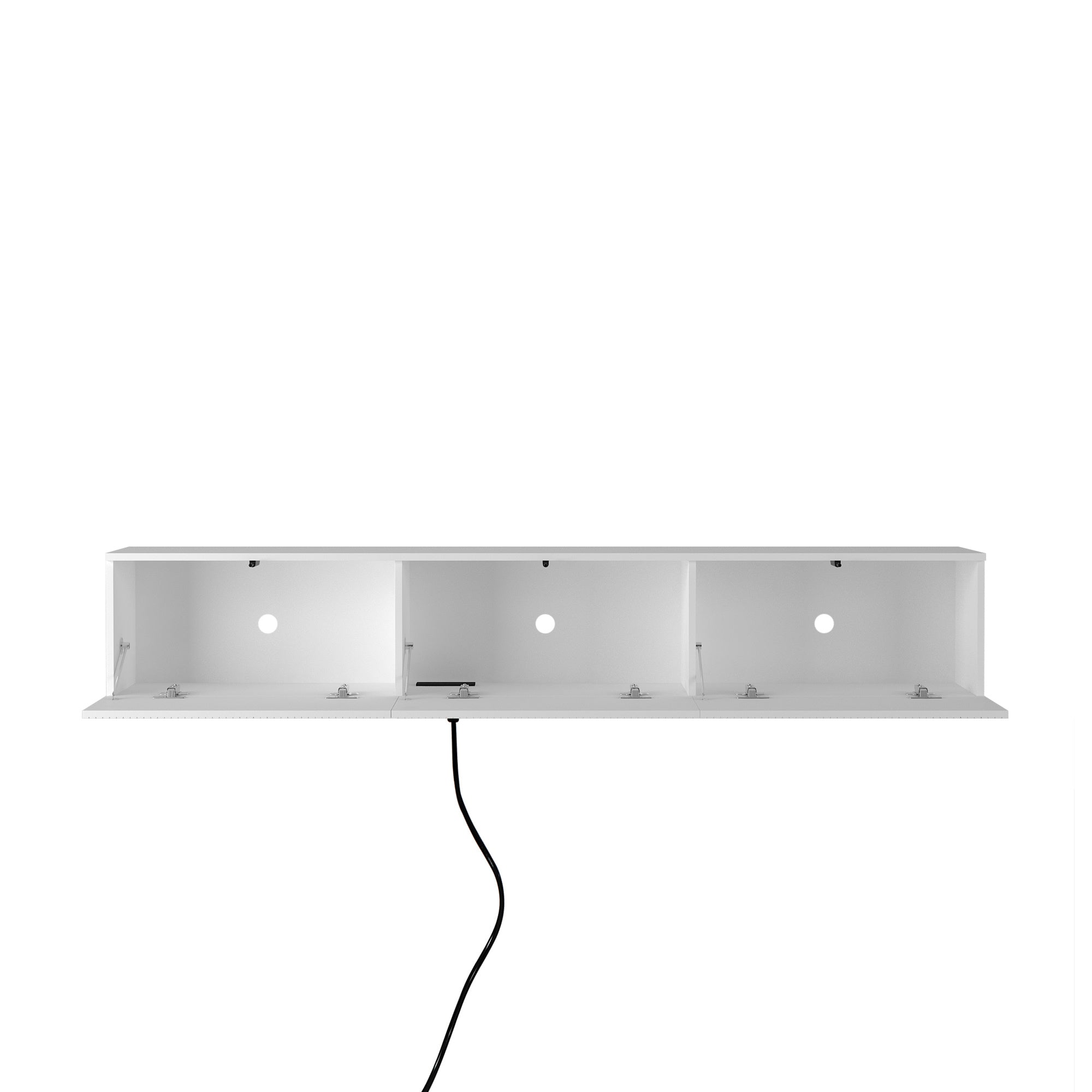 Floating White TV Stand Wall Mount With 16 Color LEDs