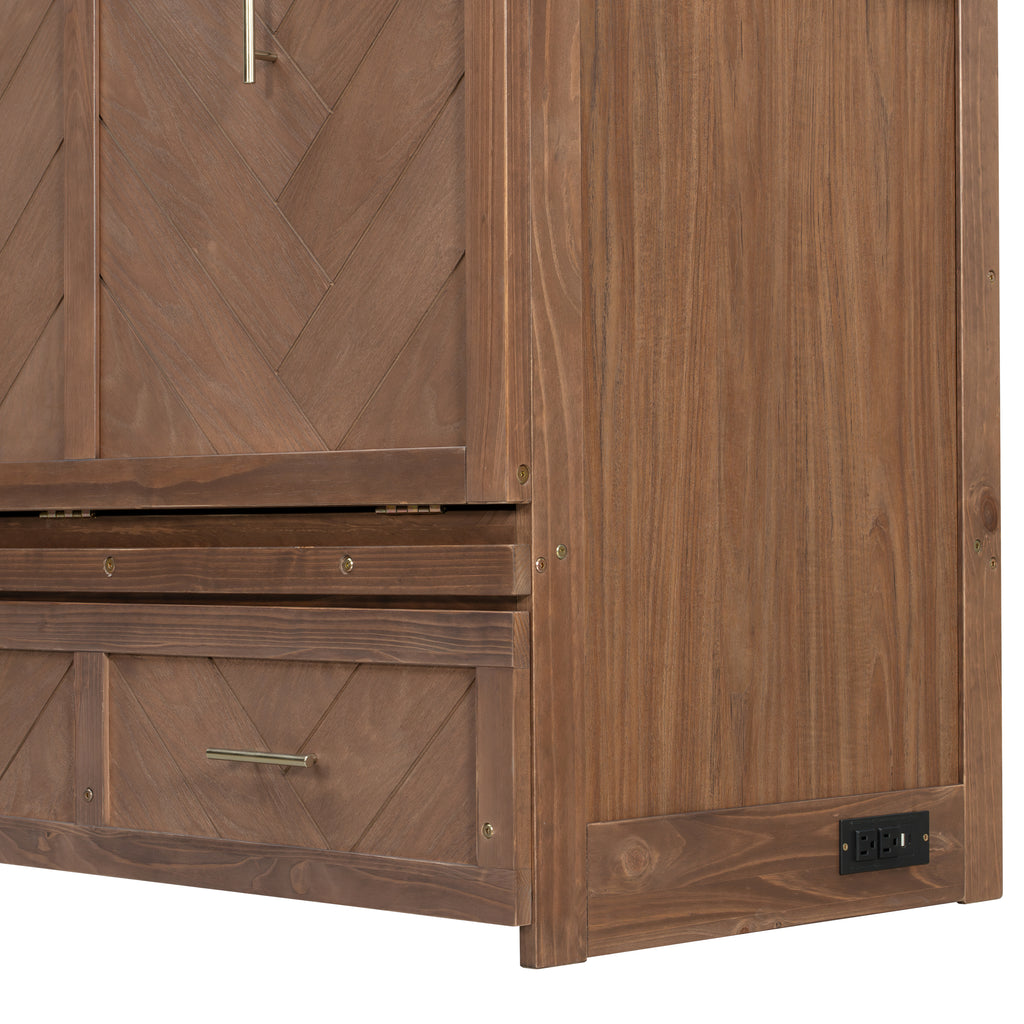 Anthony & Home Murphy Bed Studio in Light Walnut Finish, featuring a compact space-saving design with a wood finish and modern style.