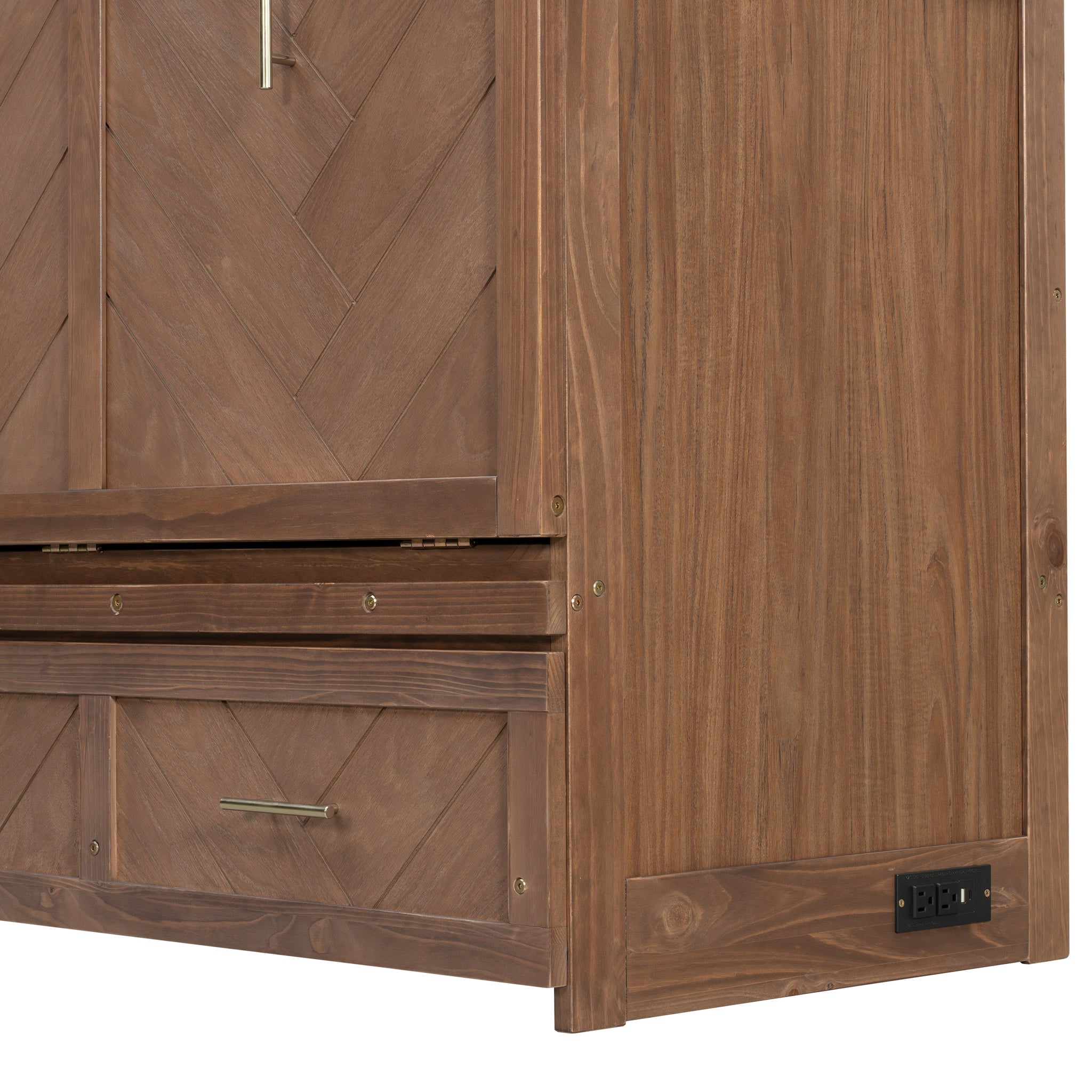 Anthony & Home Murphy Bed Studio in Light Walnut Finish, featuring a compact space-saving design with a wood finish and modern style.