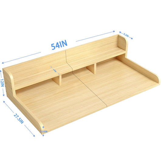 Washer Dryer Countertop with Non - slip Pads, Laundry Wood Shelf Topper with Edge, 54' Width x 27.5' Depth Double Layer Organizer for Washer and Dryer Laundry Hamper Counter Storage Organization (OAK) - Anthony & Home