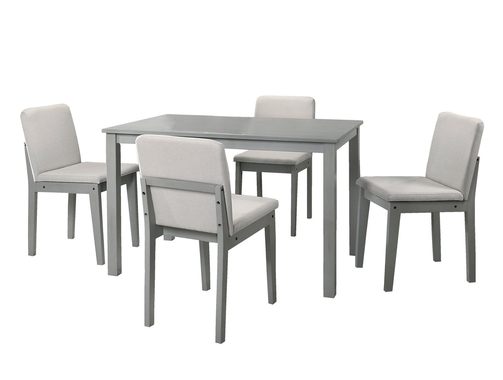 Grey Finish 5 Piece Dining Set With Table And Beige Chairs