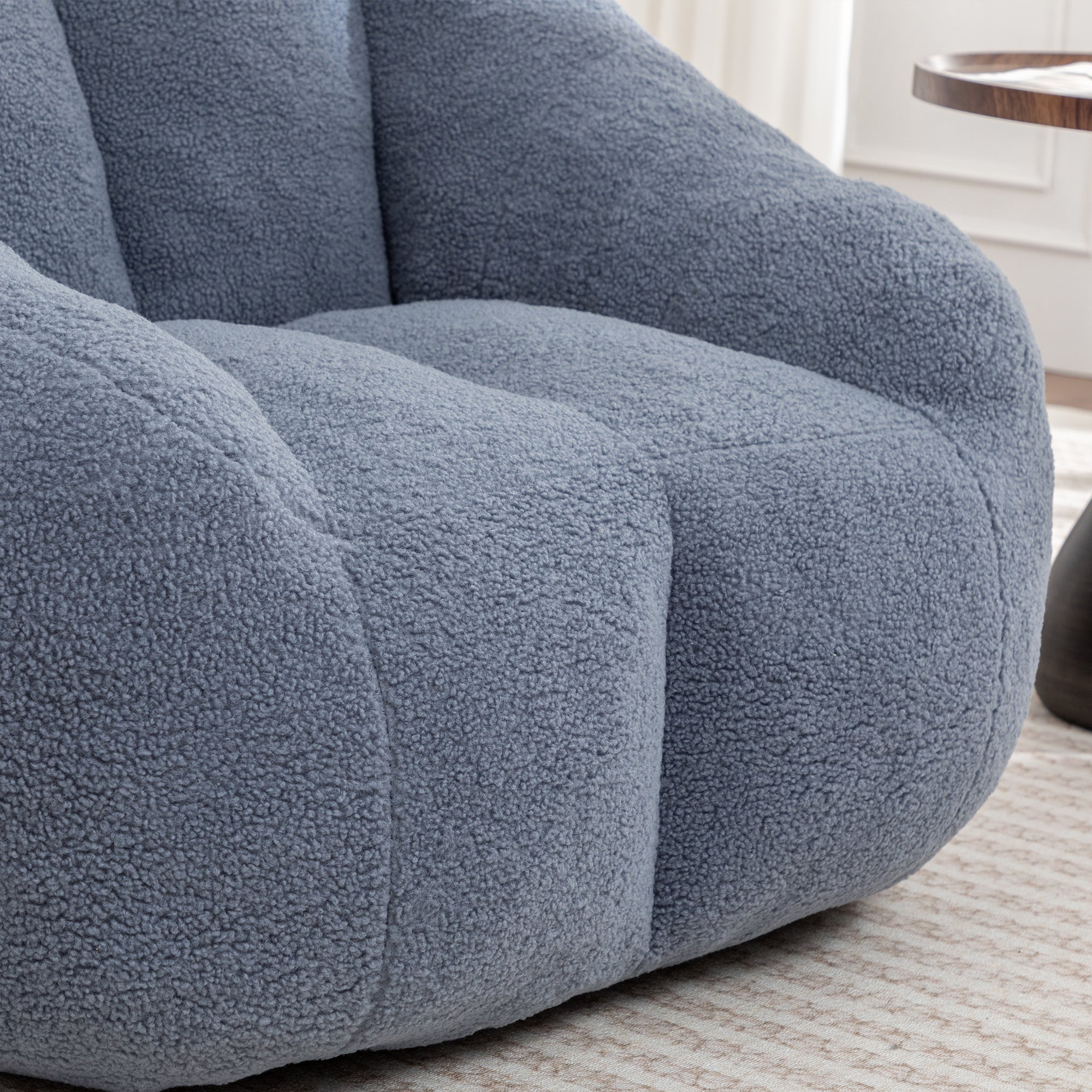 Light blue Anthony & Home Signature Memory Foam Bean Bag Chair with tufted design and soft, comfortable fabric.