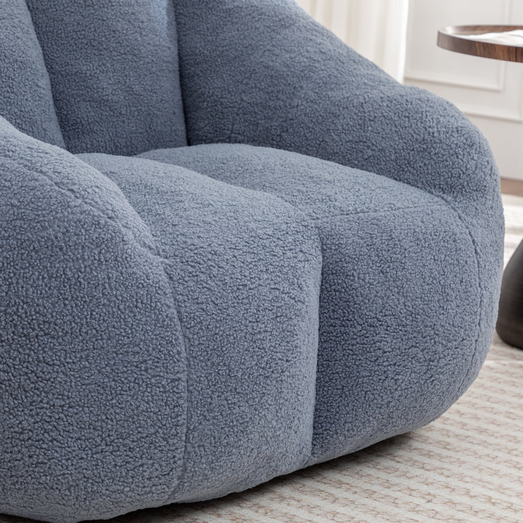 Light blue Anthony & Home Signature Memory Foam Bean Bag Chair with tufted design and soft, comfortable fabric.