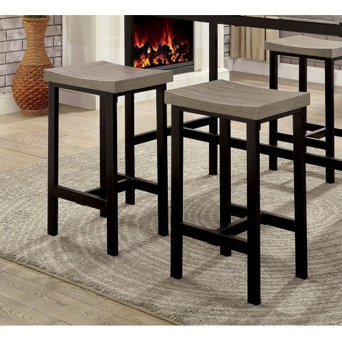 5 Pc Counter Height Table Set Black Gray Dining Chairs PVC