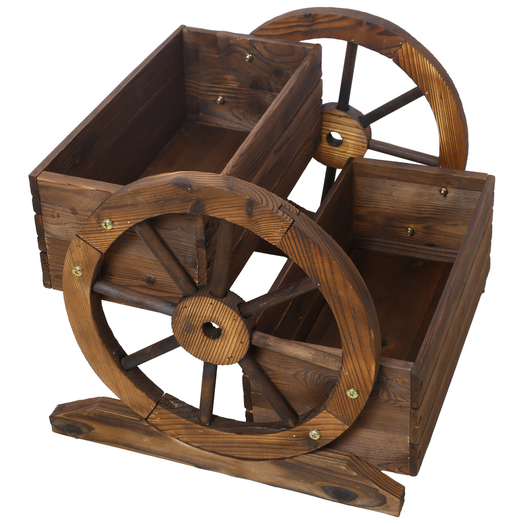 Solid wood garden cart with wheels for flowers, herbs, and vegetables, ideal for indoor or outdoor decor by Anthony & Home.