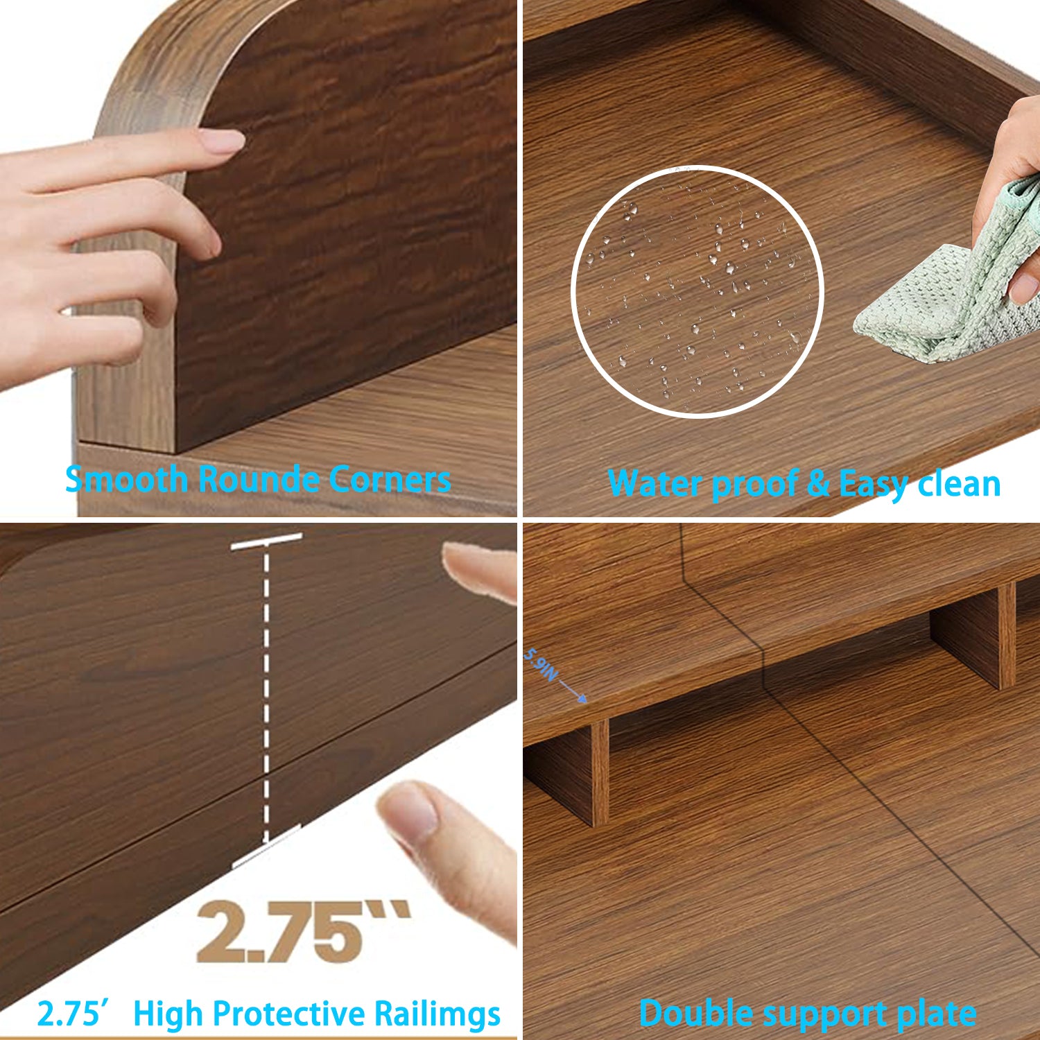 Walnut wood countertop shelf for washer and dryer from Anthony & Home, showcasing a stylish, sturdy storage solution for laundry rooms.