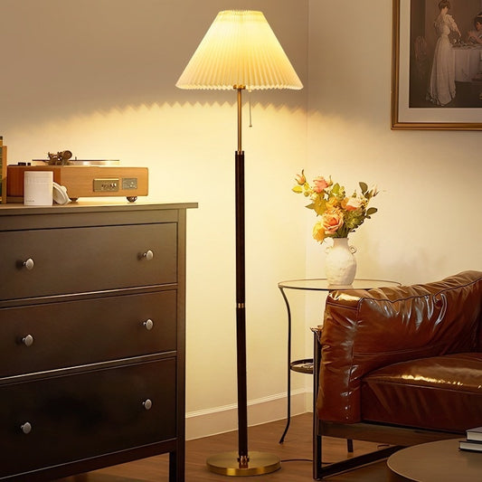 Vintage Pleated Floor Lamp And Table Lamp Three Color Lights