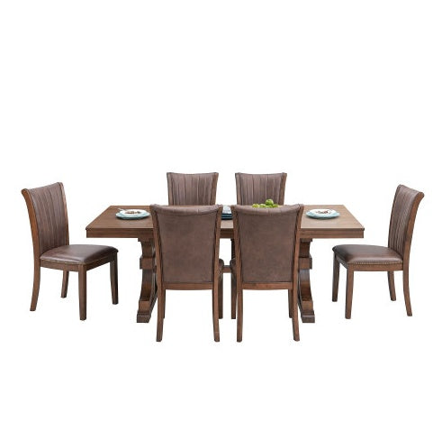 Oak Rubber Wood Dining Table For 6 To 8 With Trestle Base