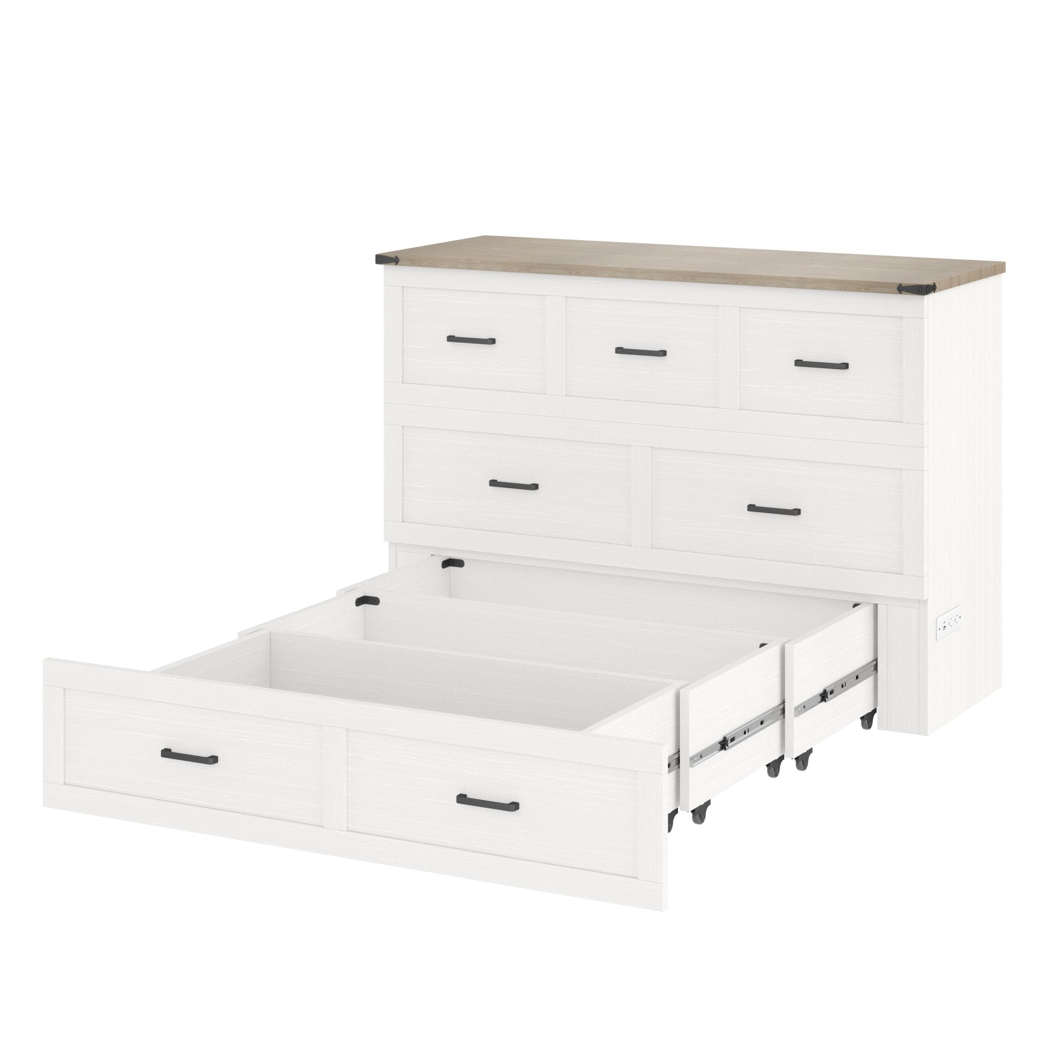 White finish Murphy bed cabinet from Anthony & Home's Elite Collection, designed for queen-sized beds with a sleek, modern look.