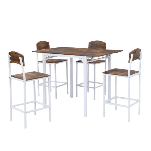 Topmax Farmhouse Counter Height Drop Leaf Dining Table Set