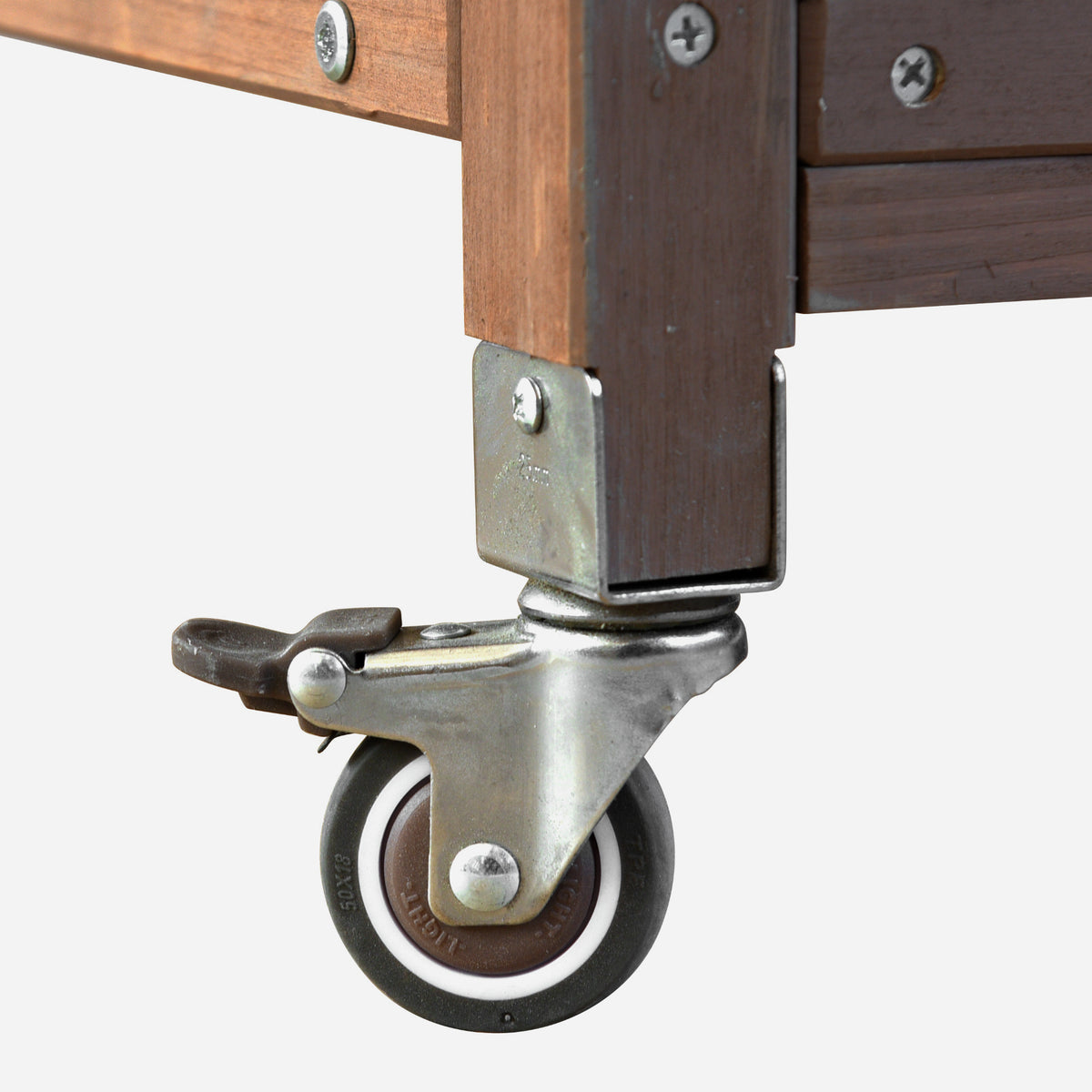 Anthony & Home outdoor potting bench with stainless steel top, featuring a sturdy wooden frame and ample workspace for gardening.