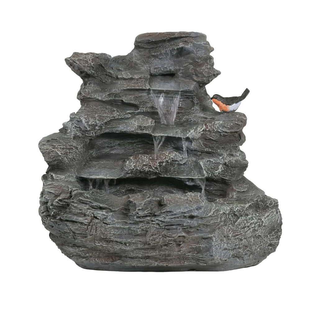 Concrete Rock Waterfall Fountain 4 Tier Limited Edition With LED Lights Outdoor Garden Decor Weatherproof 20.8 Ft High