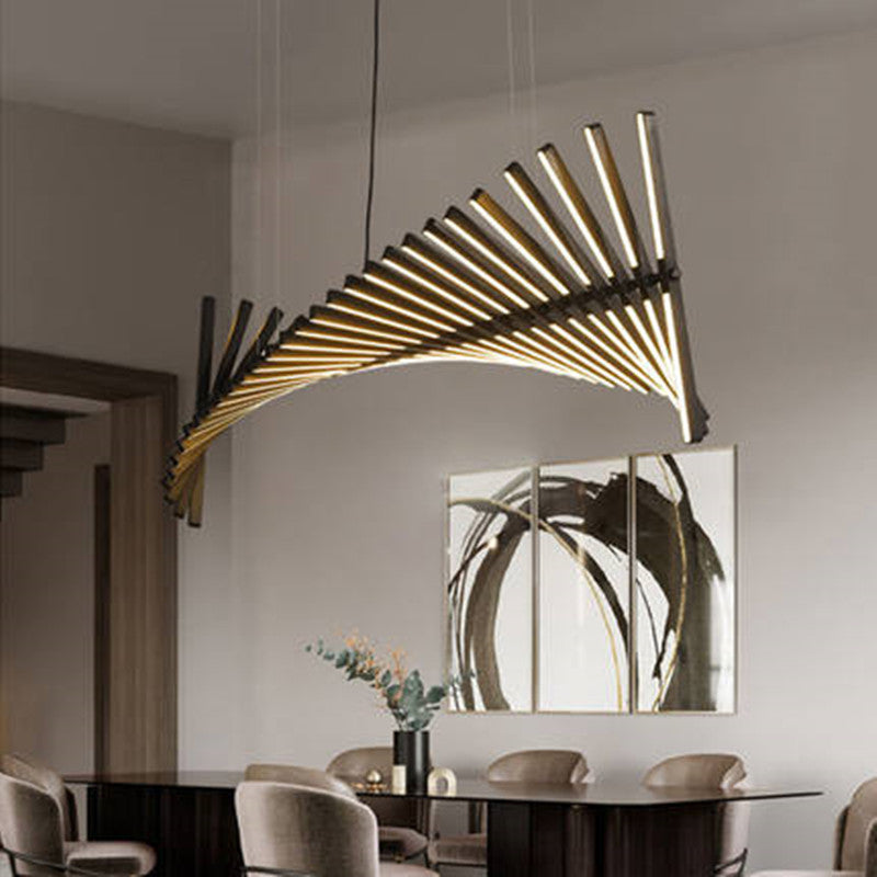 Fashion Fishbone Office Strip Lamps With Iron Chandelier