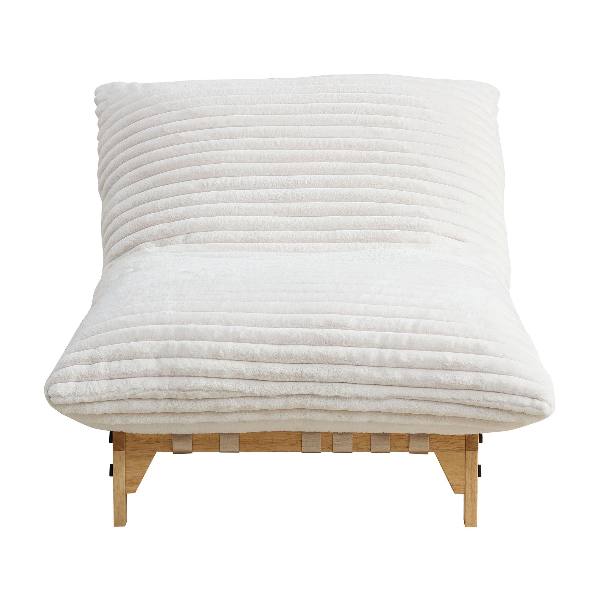 Off-white Anthony & Home corduroy armless lazy sofa, limited edition, with plush cushions and modern design in a cozy living room setting.