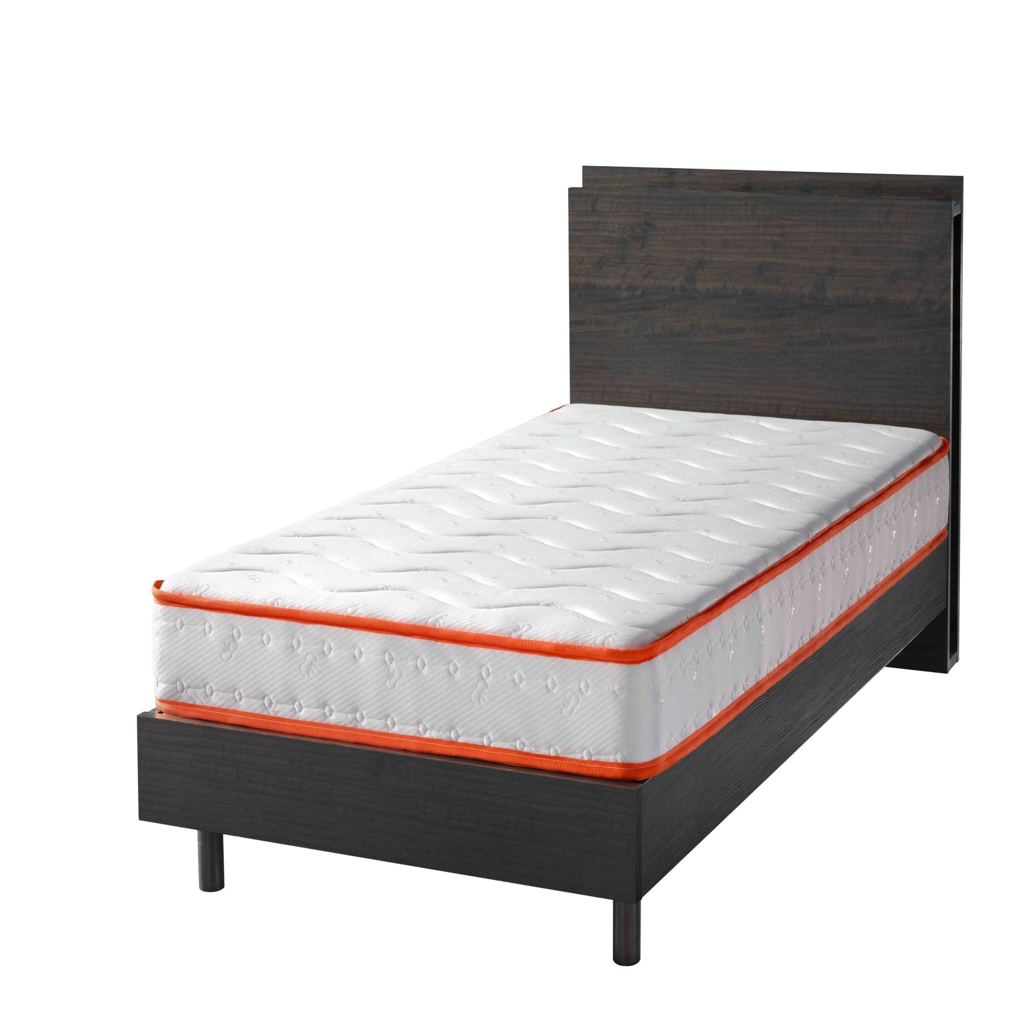 Anthony & Home Atelier Twin Hybrid Mattress with 6-inch pocket springs and supportive foam layer, shown in a bedroom setting.