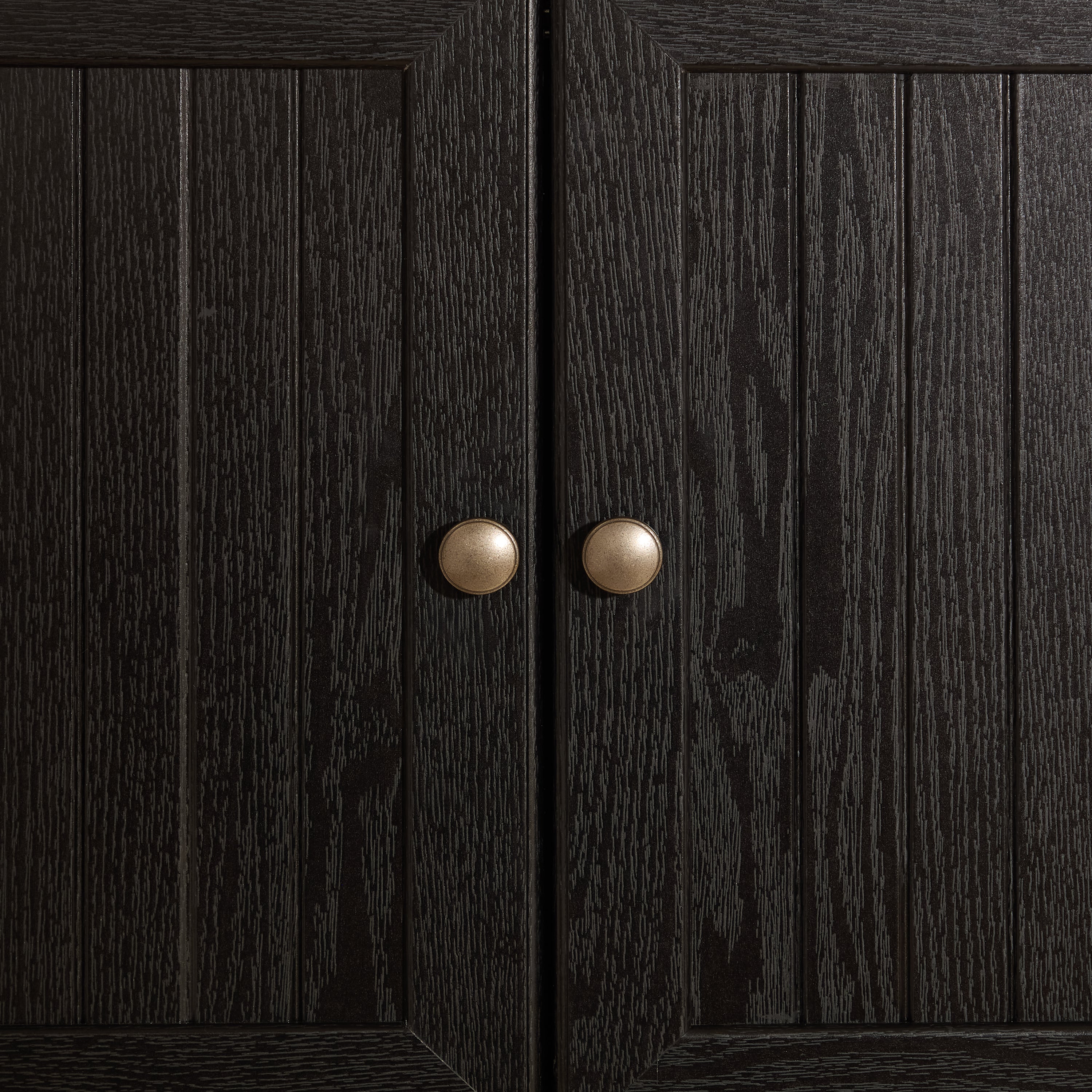 Corner pantry cabinet in matte black finish from Anthony & Home's Studio Collection, showing sleek, modern kitchen storage design.