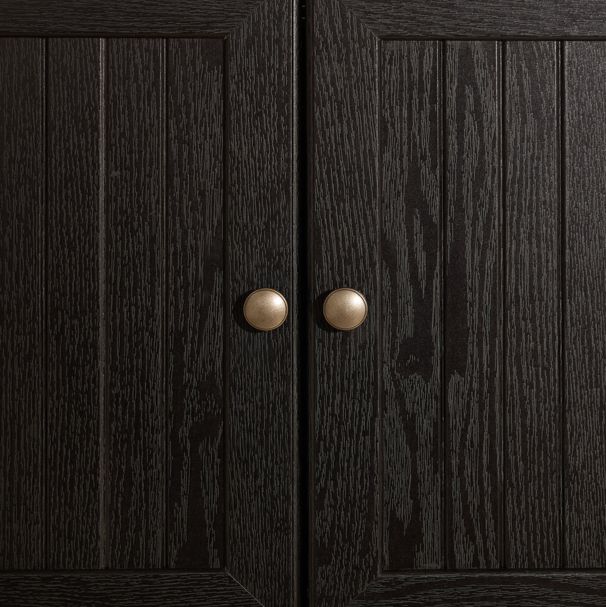 Corner pantry cabinet in matte black finish from Anthony & Home's Studio Collection, showing sleek, modern kitchen storage design.