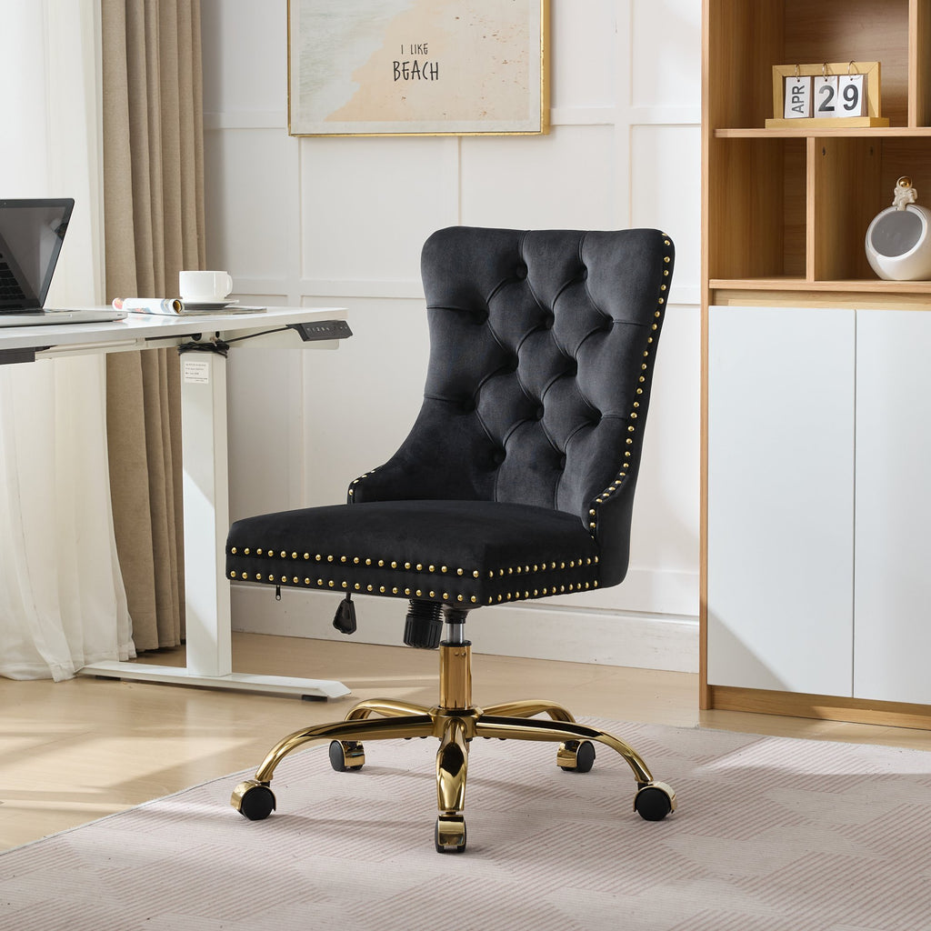 Anthony & Home Studio Velvet Tufted Office Chair with upholstered velvet fabric and tufted backrest, modern office seating.
