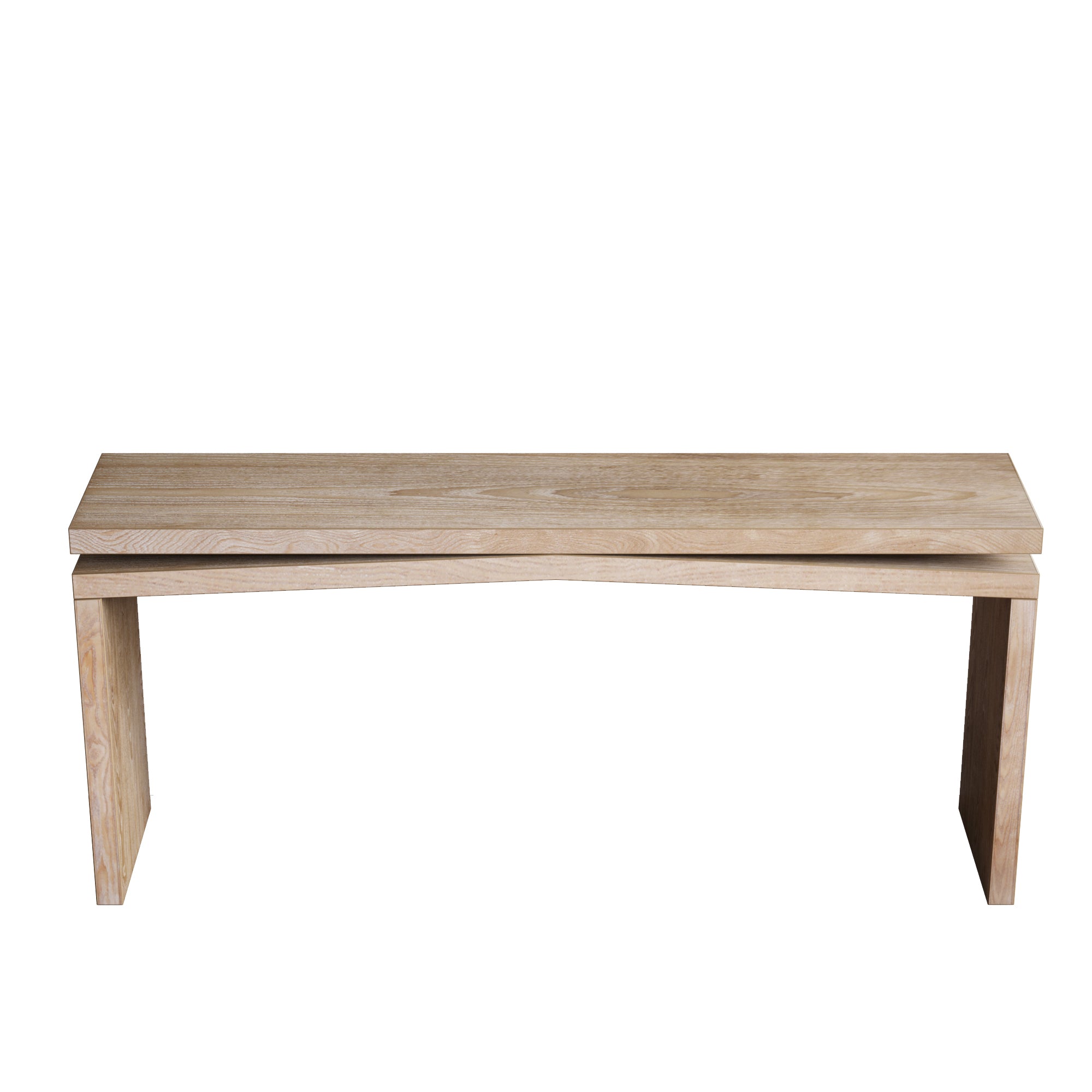 Rustic solid wood veneer console table by Anthony & Home with a natural finish and simple design, perfect for entryways or living rooms.