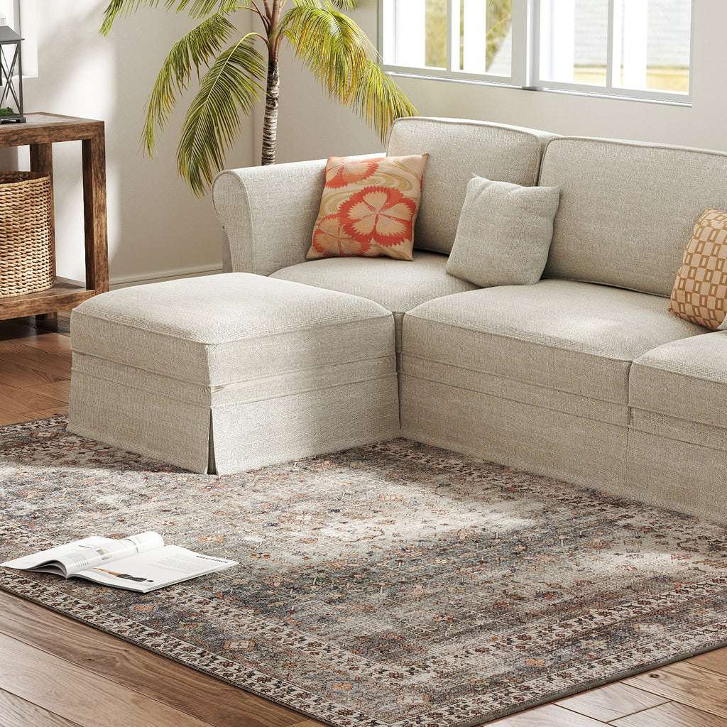 Machine Washable Area Rug 8x10 Non Slip Traditional Rug