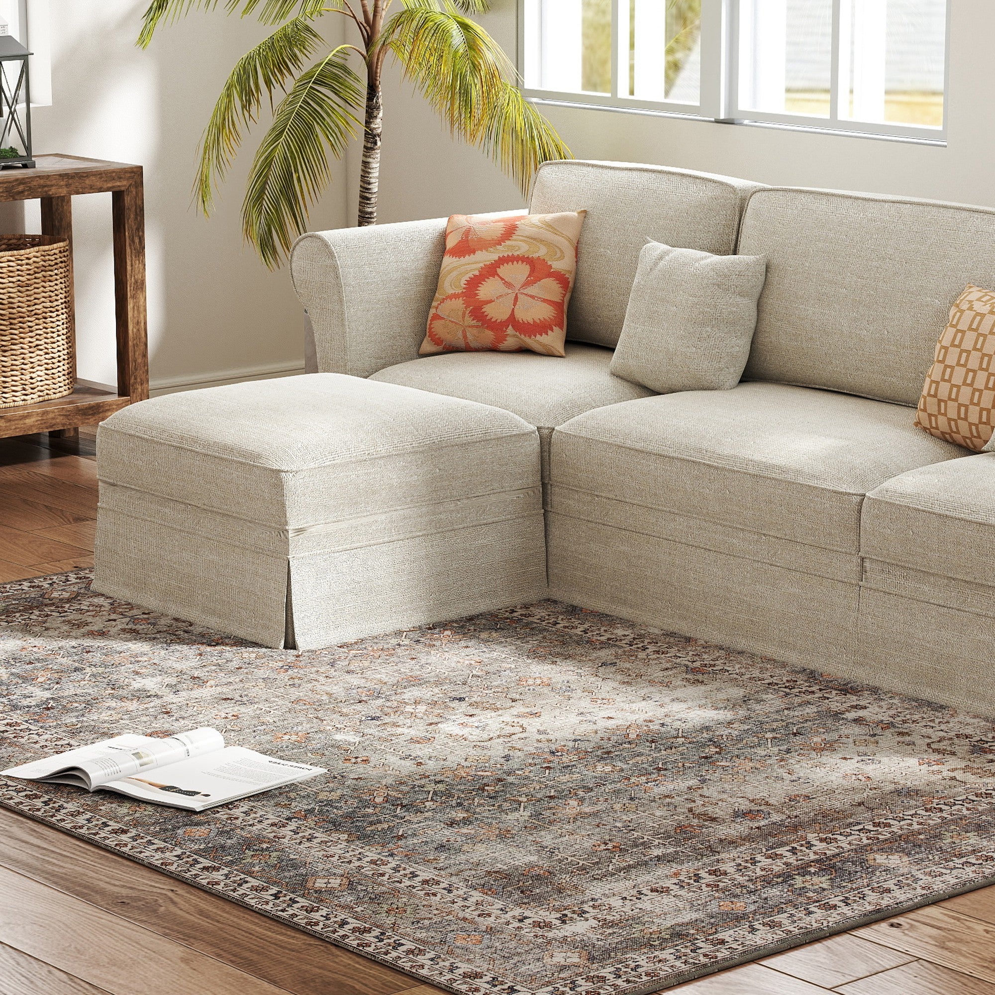 Machine Washable Area Rug 8x10 Non Slip Traditional Rug