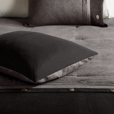 7 Piece Faux Suede Comforter Set In Grey Tan Brown