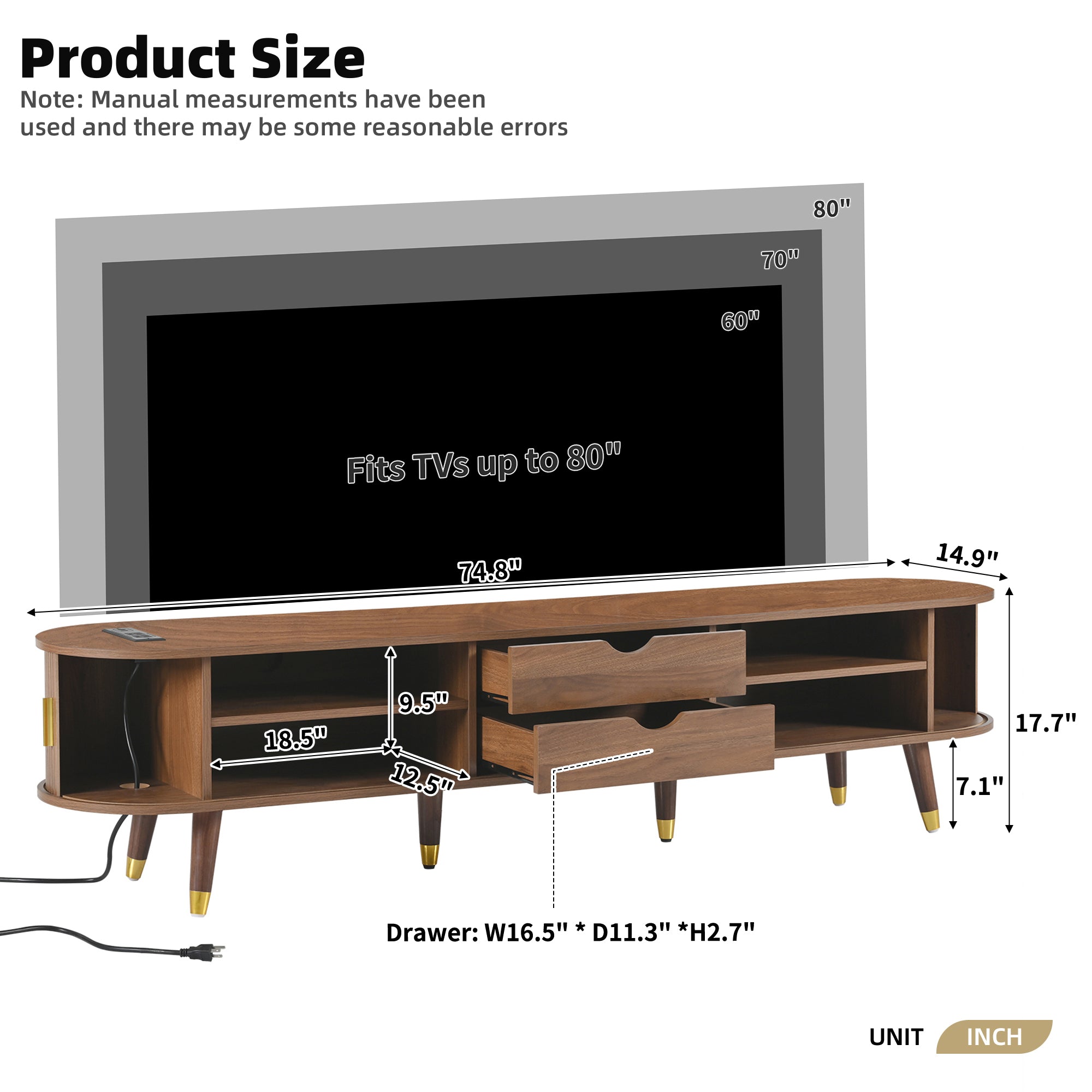 Walnut mid-century TV stand by Anthony & Home with sleek wooden finish and modern design for living room entertainment.
