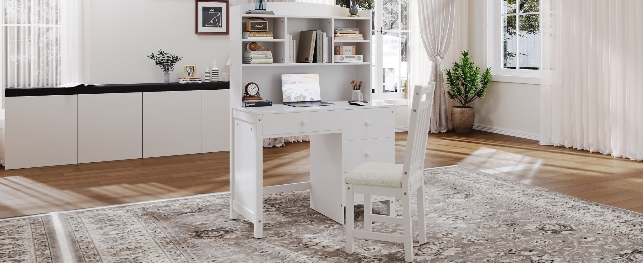 Heritage Collection vintage wood executive desk and matching chair by Anthony & Home, showcasing classic craftsmanship and wood finish.