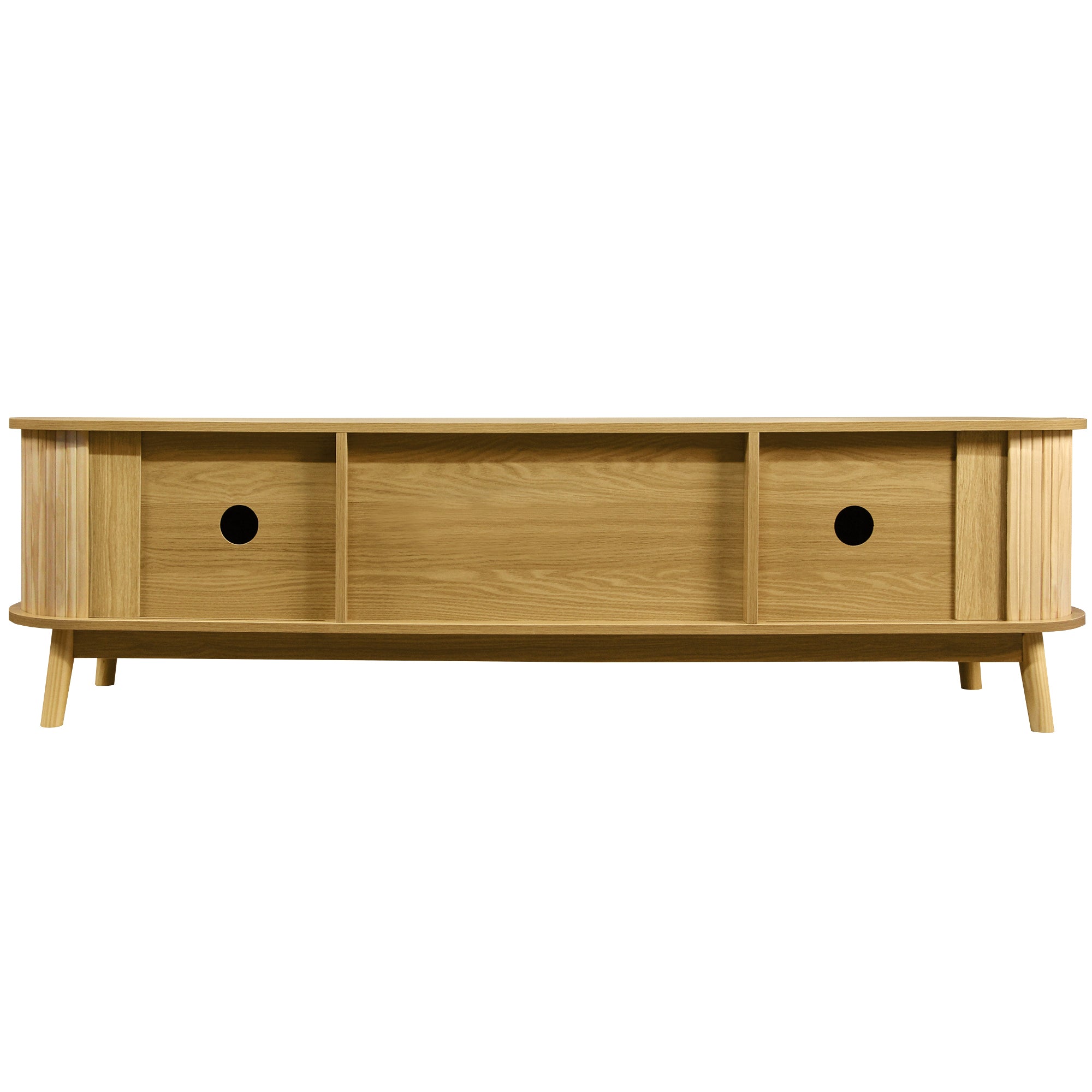 Anthony & Home rattan television console studio with open shelves and natural woven rattan design for modern living room decor