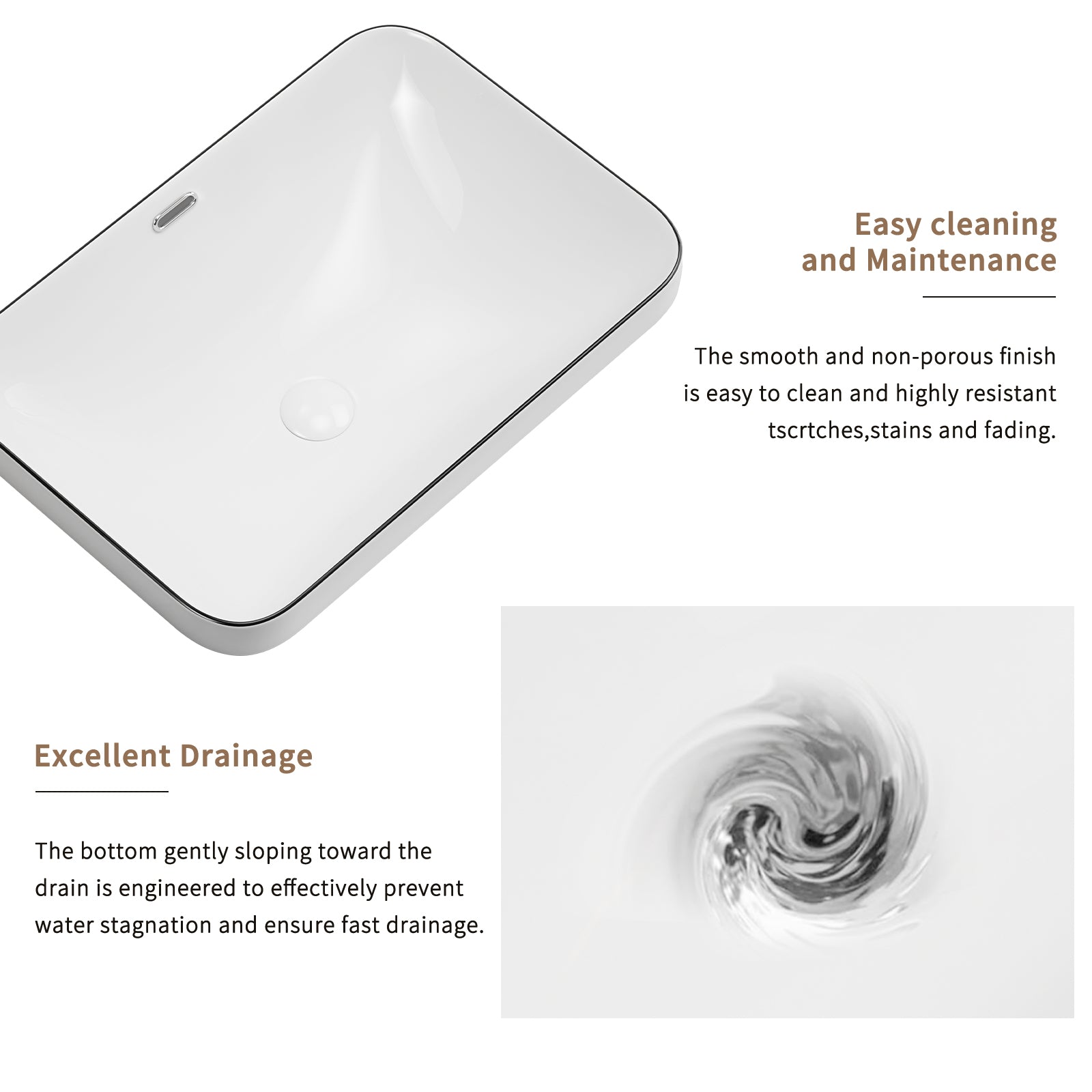 Anthony & Home porcelain undermount sink from the Atelier collection, showing smooth white ceramic surface and rounded basin shape.